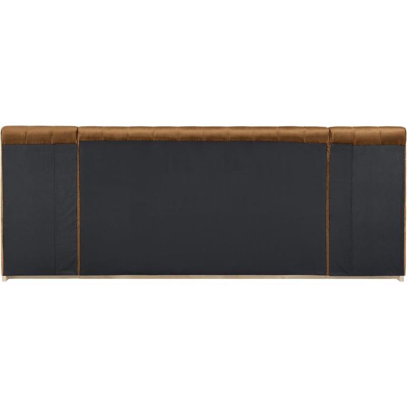 Bowery Hill Contemporary Saddle Velvet King Bed with Added Panels