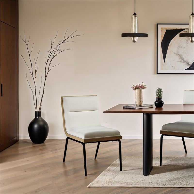 Bowery Hill Contemporary Cream Polyester Dining Chair (Set of 2)
