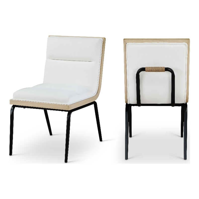 Bowery Hill Contemporary Cream Polyester Dining Chair (Set of 2)