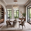 Bowery Hill Contemporary Cream Handcrafted Genuine Marble Dining Table