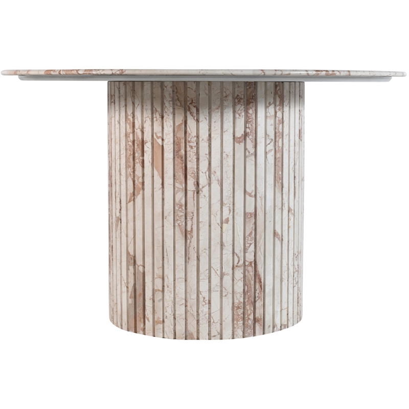 Bowery Hill Contemporary Cream Handcrafted Genuine Marble Dining Table