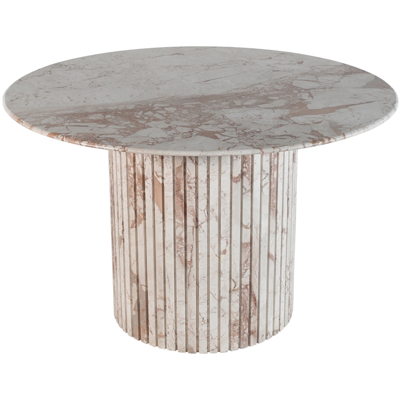 Bowery Hill Contemporary Cream Handcrafted Genuine Marble Dining Table