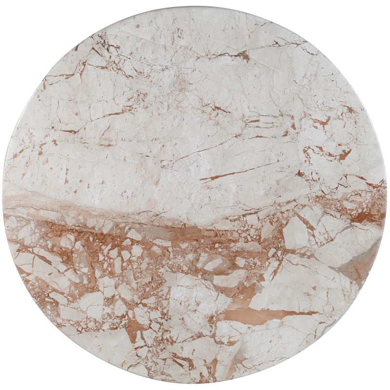 Bowery Hill Contemporary Cream Handcrafted Genuine Marble Dining Table