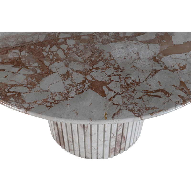Bowery Hill Contemporary Cream Handcrafted Genuine Marble Dining Table