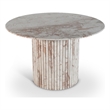 Bowery Hill Contemporary Cream Handcrafted Genuine Marble Dining Table