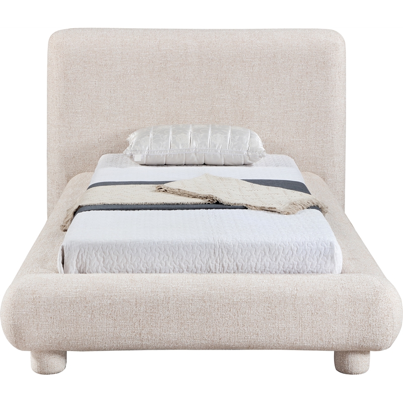 Bowery Hill Contemporary Rich Beige Fabric Upholstered Twin Bed