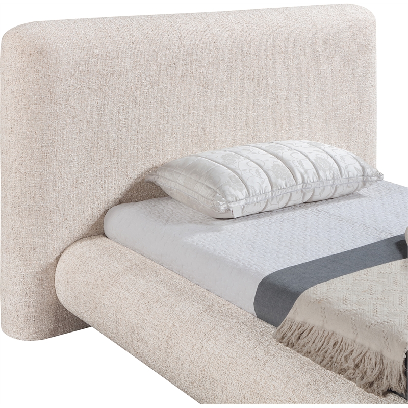 Bowery Hill Contemporary Rich Beige Fabric Upholstered Twin Bed