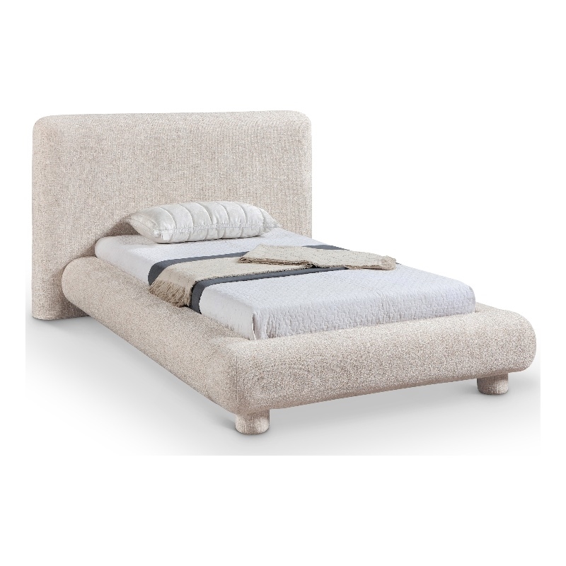 Bowery Hill Contemporary Rich Beige Fabric Upholstered Twin Bed