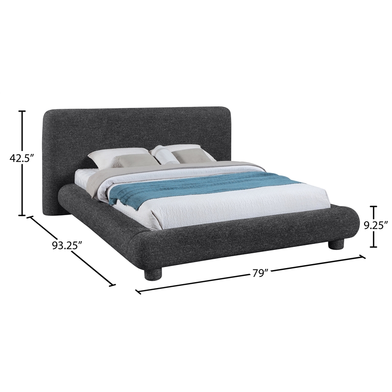 Bowery Hill Contemporary Rich Black Fabric Upholstered Full Bed