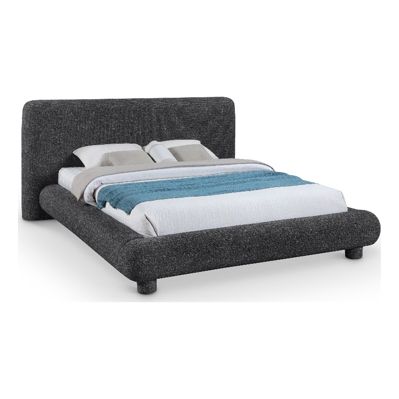 Bowery Hill Contemporary Rich Black Fabric Upholstered Full Bed