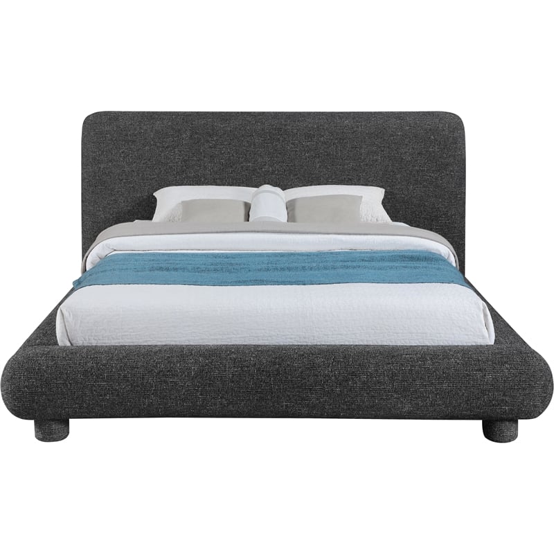 Bowery Hill Contemporary Rich Black Fabric Upholstered King Bed