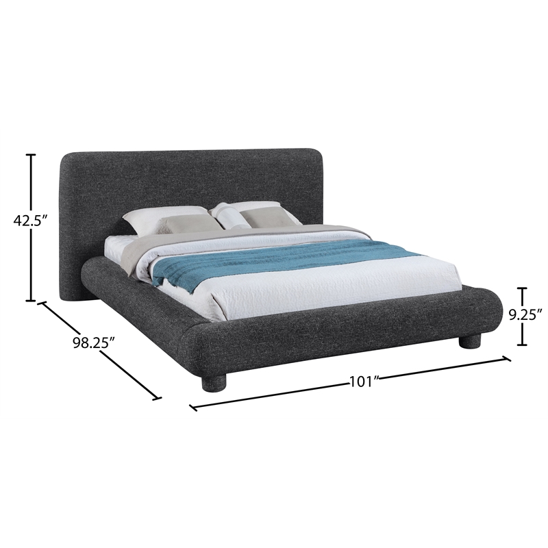 Bowery Hill Contemporary Rich Black Fabric Upholstered King Bed