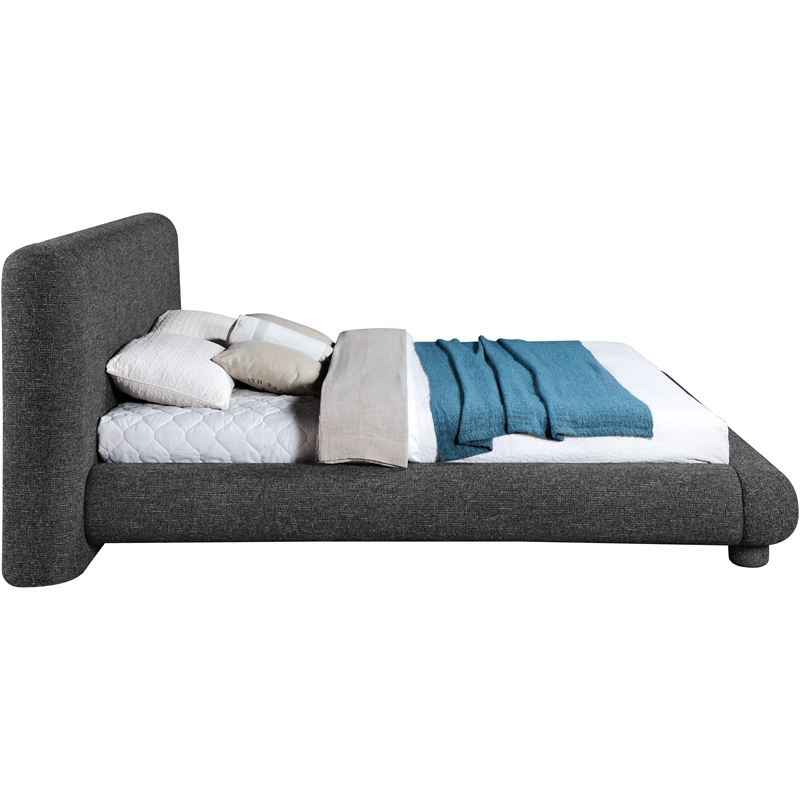 Bowery Hill Contemporary Rich Black Fabric Upholstered Queen Bed
