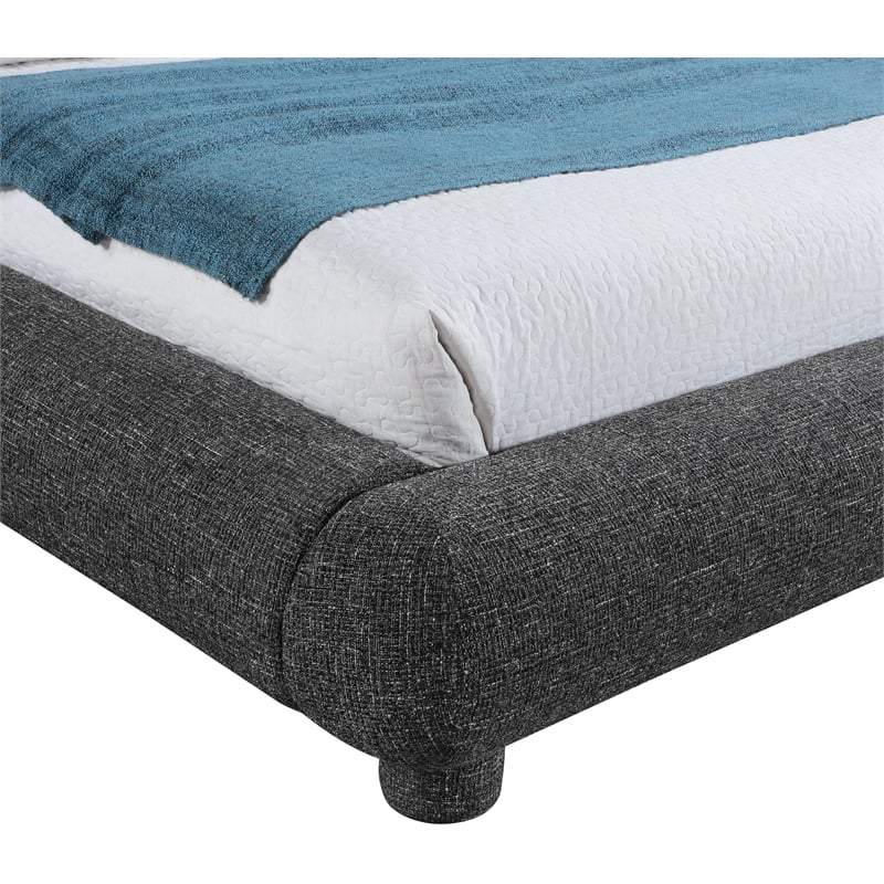 Bowery Hill Contemporary Rich Black Fabric Upholstered Queen Bed