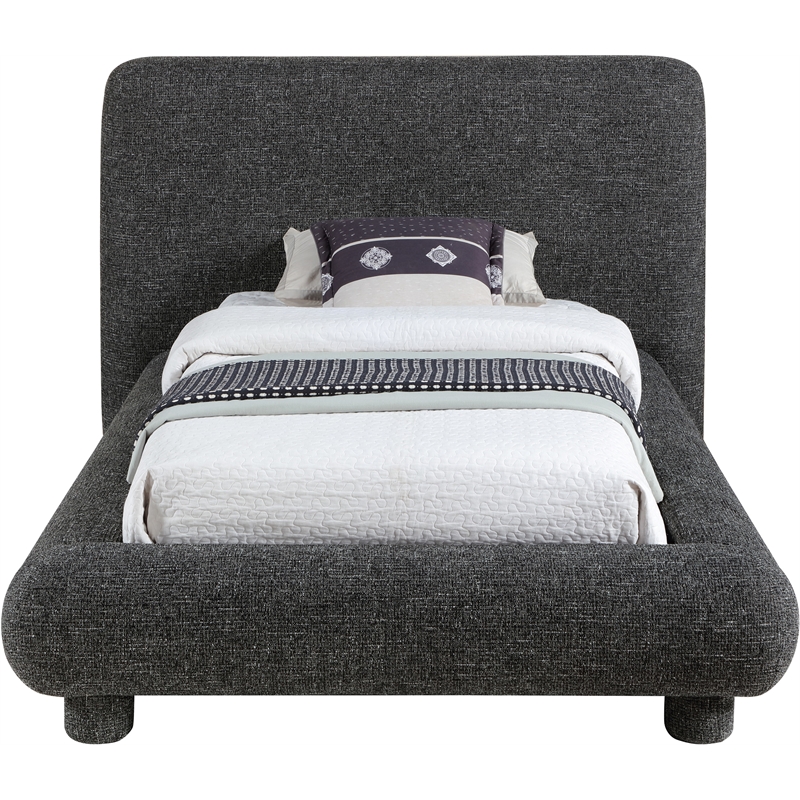Bowery Hill Contemporary Rich Black Fabric Upholstered Twin Bed