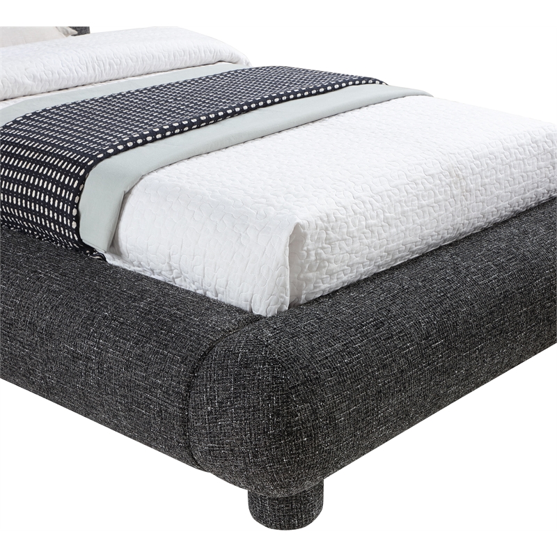 Bowery Hill Contemporary Rich Black Fabric Upholstered Twin Bed