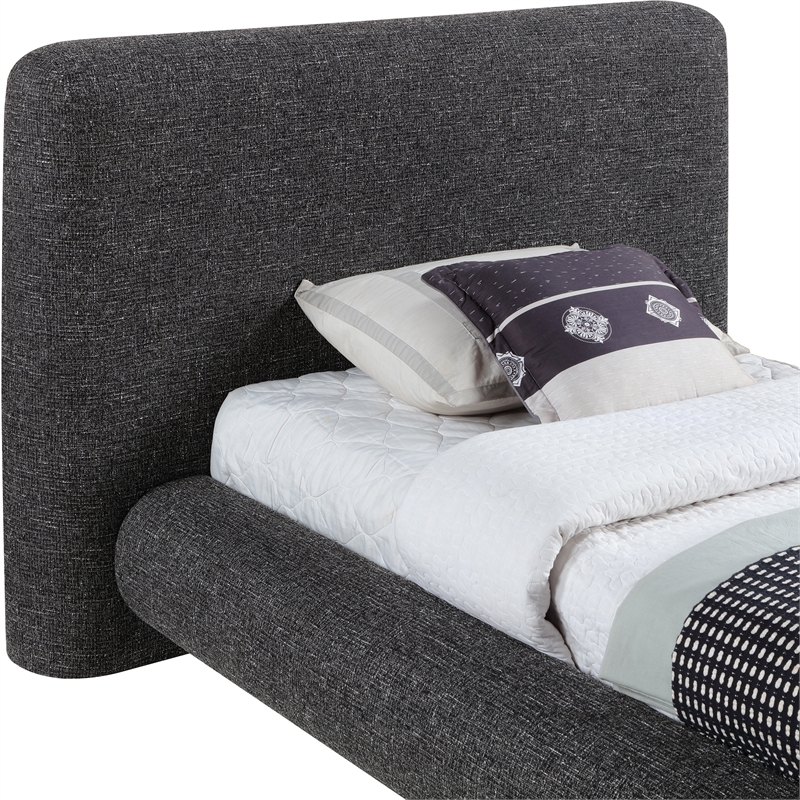 Bowery Hill Contemporary Rich Black Fabric Upholstered Twin Bed