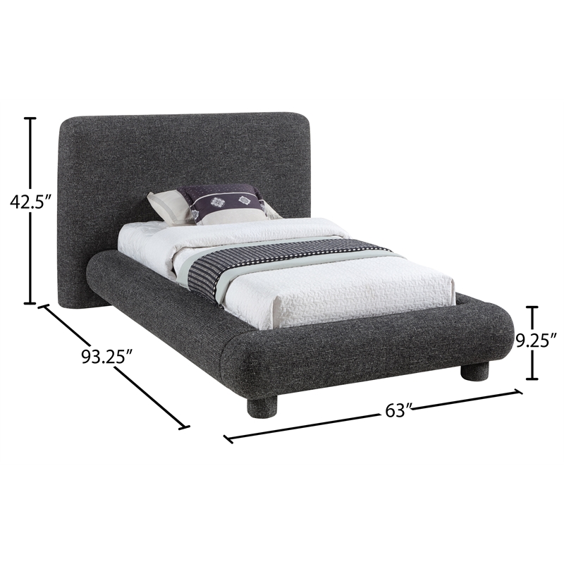 Bowery Hill Contemporary Rich Black Fabric Upholstered Twin Bed