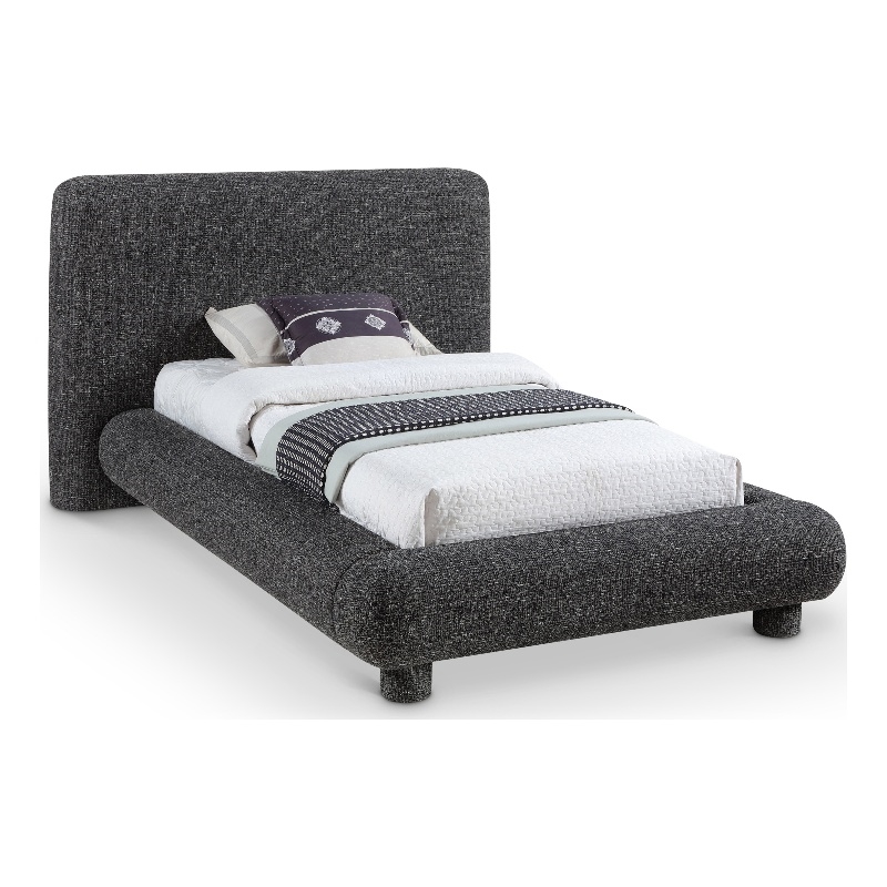 Bowery Hill Contemporary Rich Black Fabric Upholstered Twin Bed