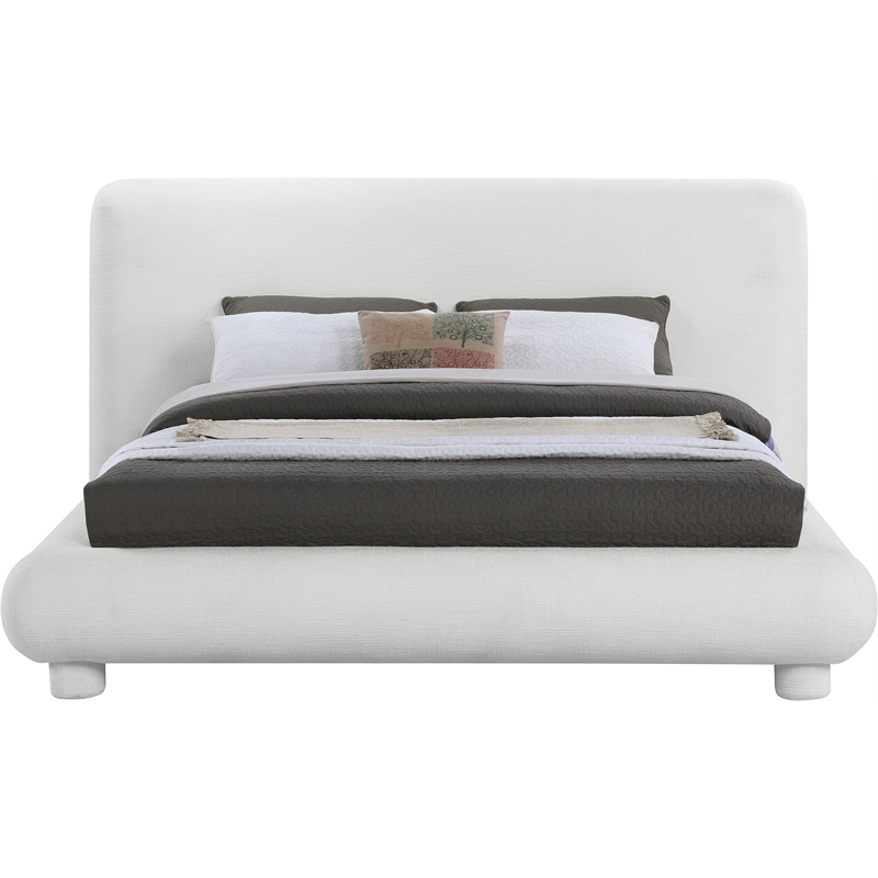 Bowery Hill Contemporary Rich Cream Fabric Upholstered Full Bed
