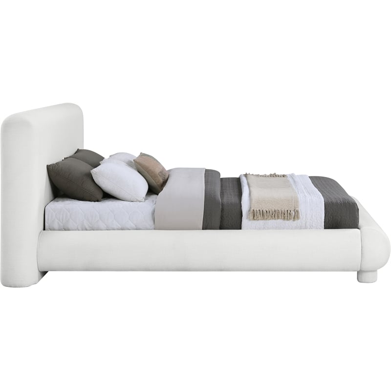 Bowery Hill Contemporary Rich Cream Fabric Upholstered Full Bed