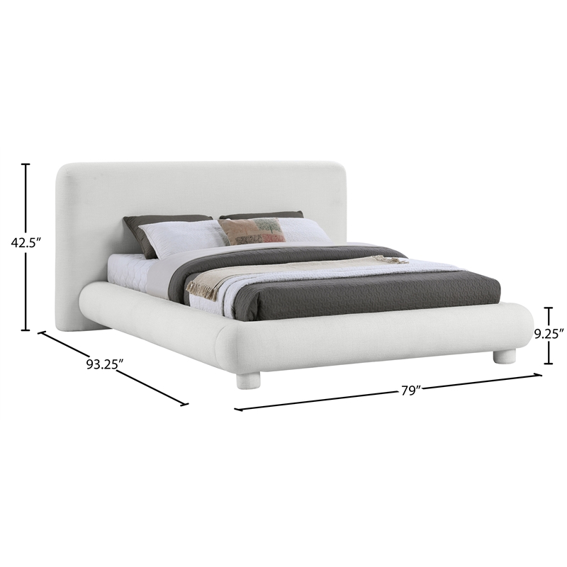 Bowery Hill Contemporary Rich Cream Fabric Upholstered Full Bed