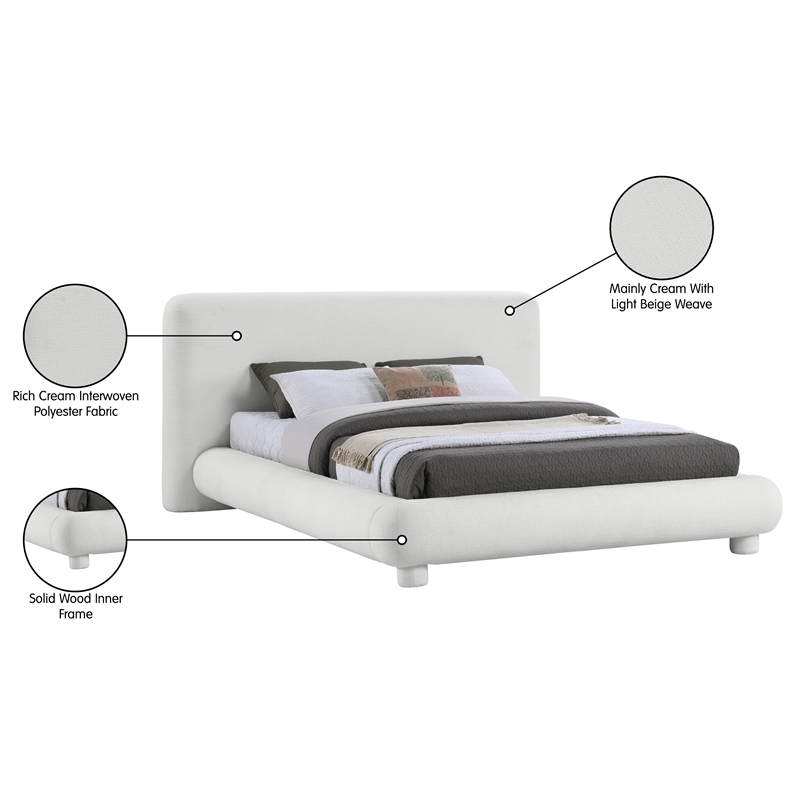 Bowery Hill Contemporary Rich Cream Fabric Upholstered Full Bed