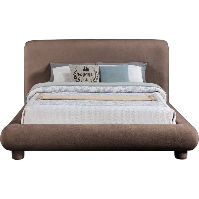 Bowery Hill Contemporary Brown Chenille Fabric Upholstered Queen Bed