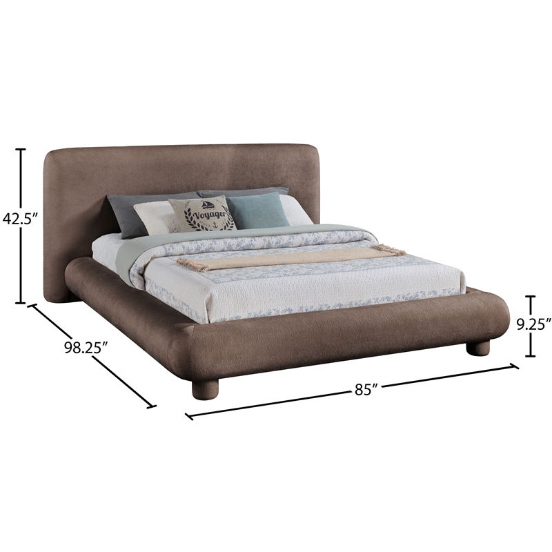 Bowery Hill Contemporary Brown Chenille Fabric Upholstered Queen Bed