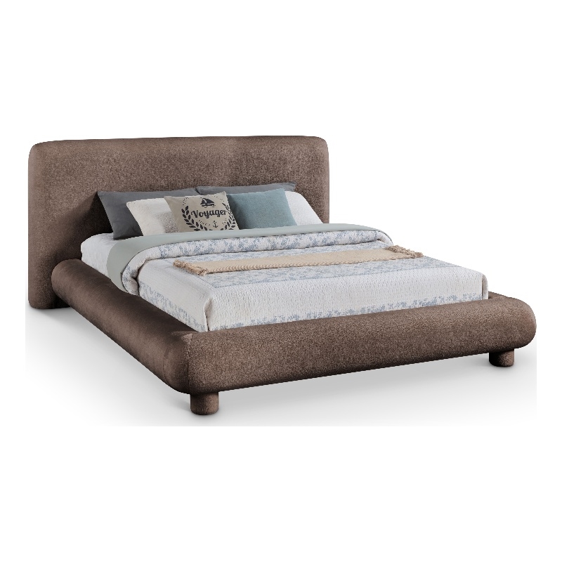 Bowery Hill Contemporary Brown Chenille Fabric Upholstered Queen Bed