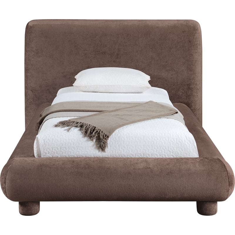 Bowery Hill Contemporary Brown Chenille Fabric Upholstered Twin Bed