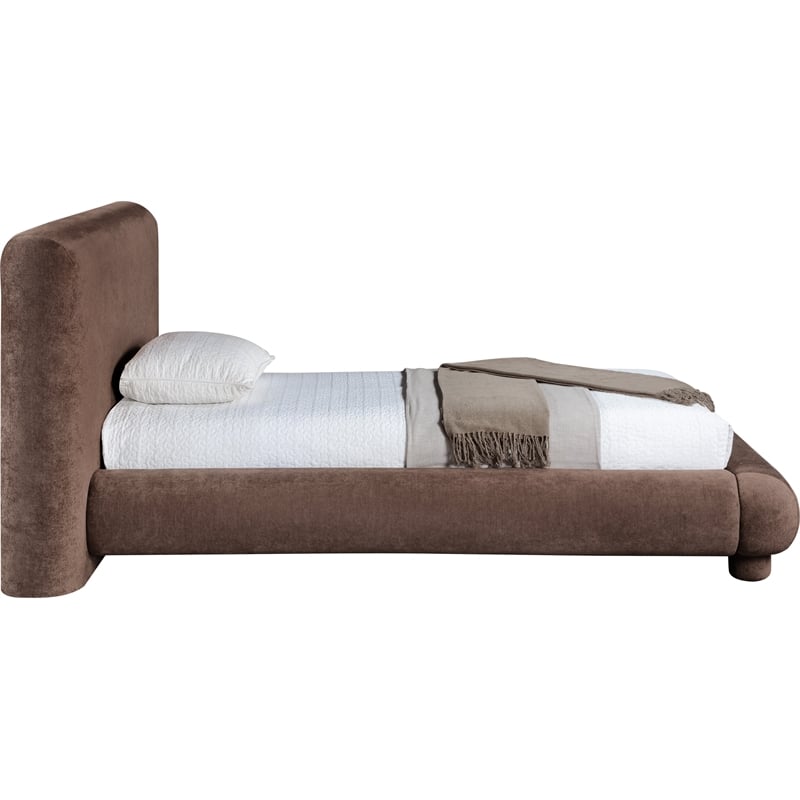 Bowery Hill Contemporary Brown Chenille Fabric Upholstered Twin Bed