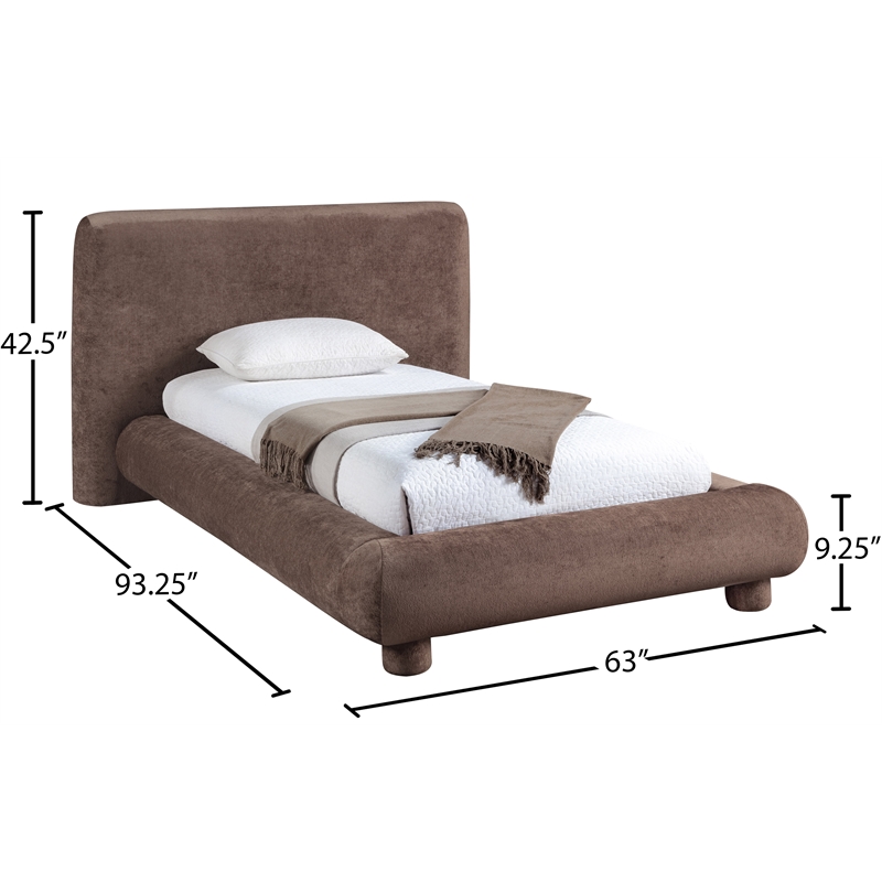 Bowery Hill Contemporary Brown Chenille Fabric Upholstered Twin Bed