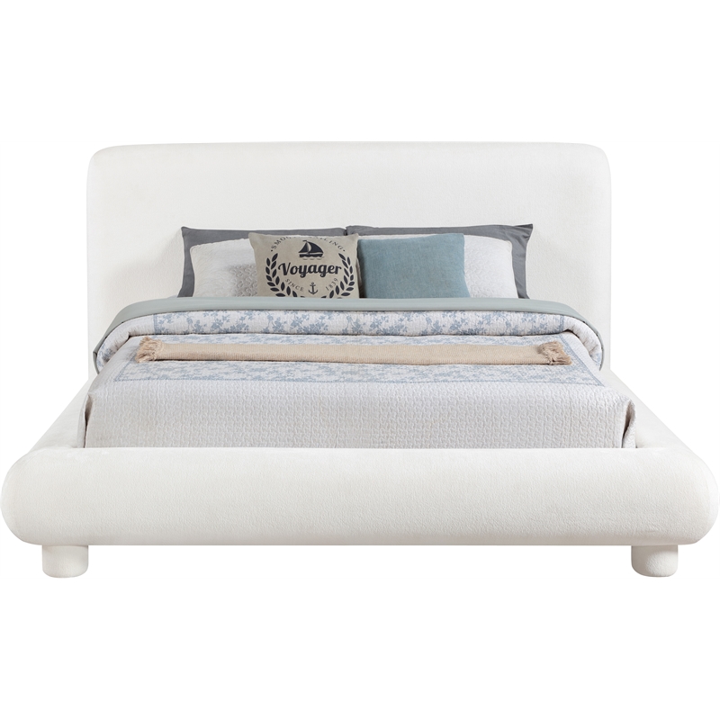 Bowery Hill Contemporary Cream Chenille Fabric Upholstered Full Bed