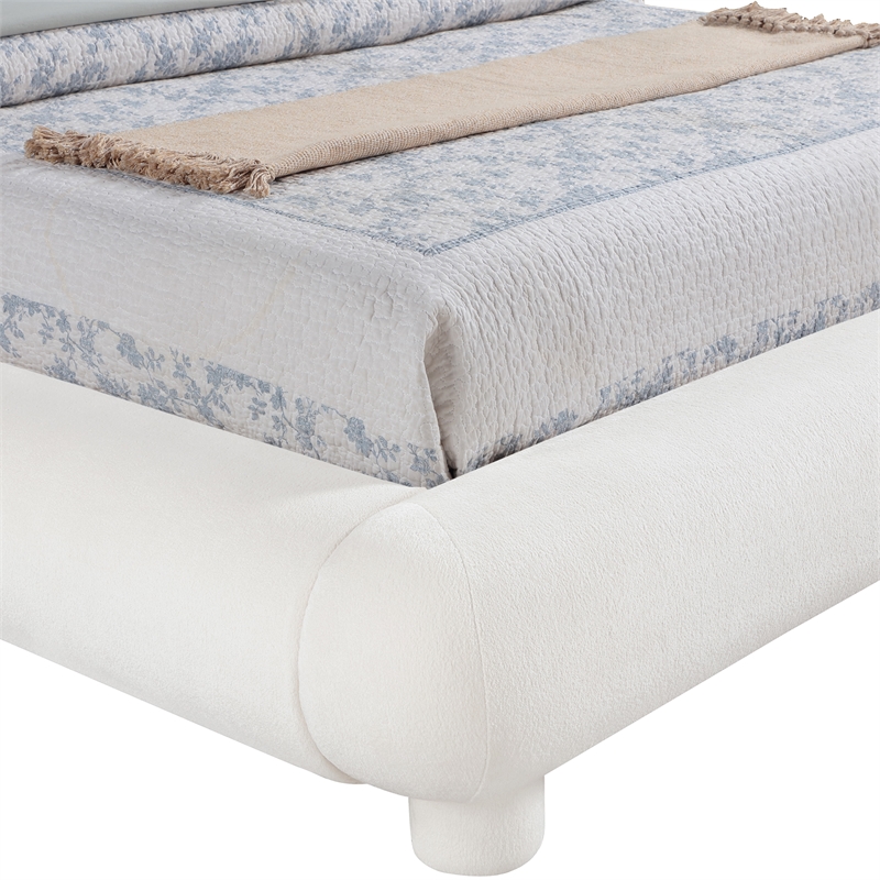 Bowery Hill Contemporary Cream Chenille Fabric Upholstered Full Bed