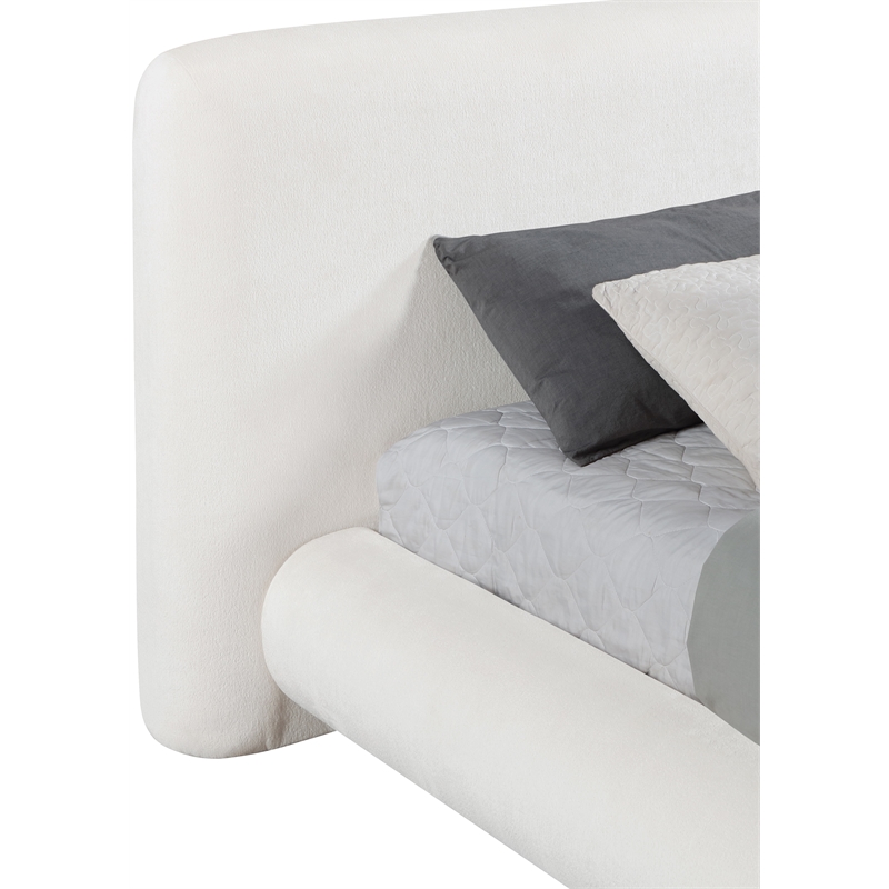 Bowery Hill Contemporary Cream Chenille Fabric Upholstered Full Bed