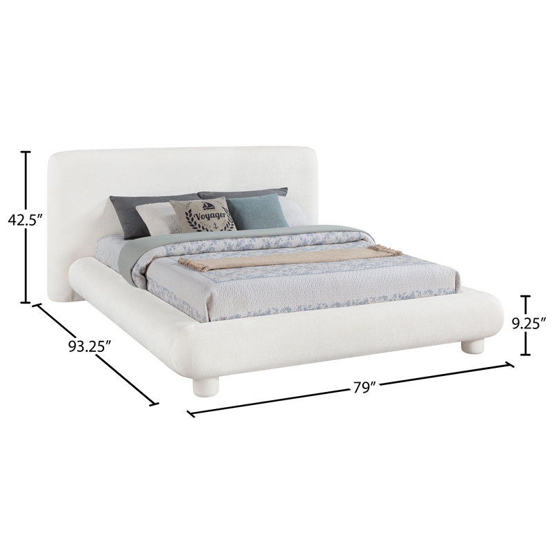 Bowery Hill Contemporary Cream Chenille Fabric Upholstered Full Bed