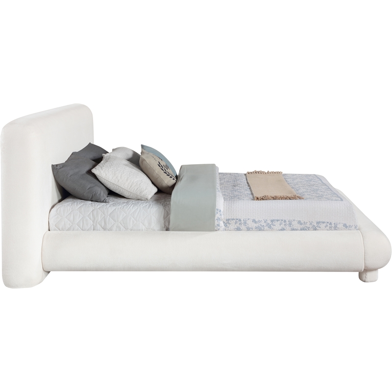 Bowery Hill Contemporary Cream Chenille Fabric Upholstered King Bed