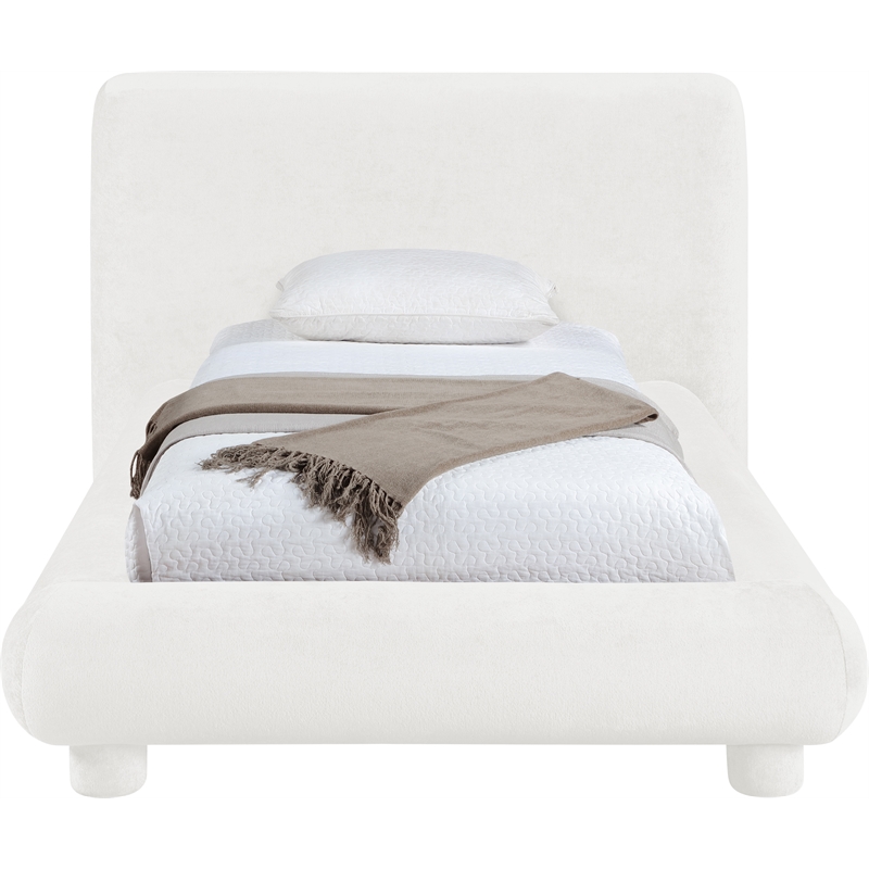 Bowery Hill Contemporary Cream Chenille Fabric Upholstered Twin Bed