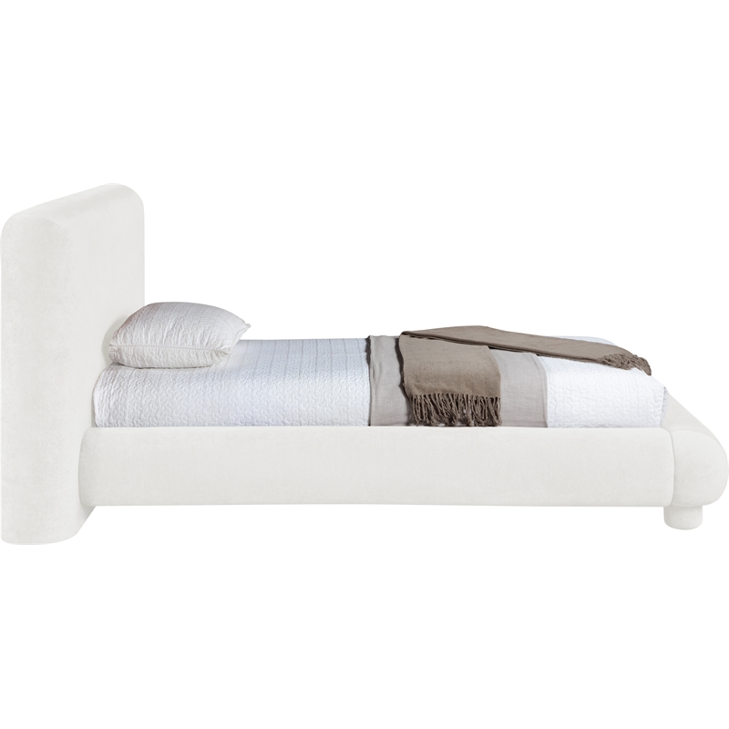Bowery Hill Contemporary Cream Chenille Fabric Upholstered Twin Bed