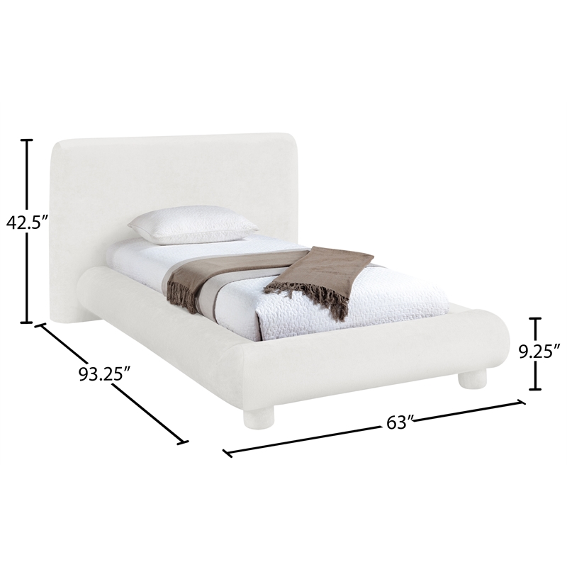 Bowery Hill Contemporary Cream Chenille Fabric Upholstered Twin Bed