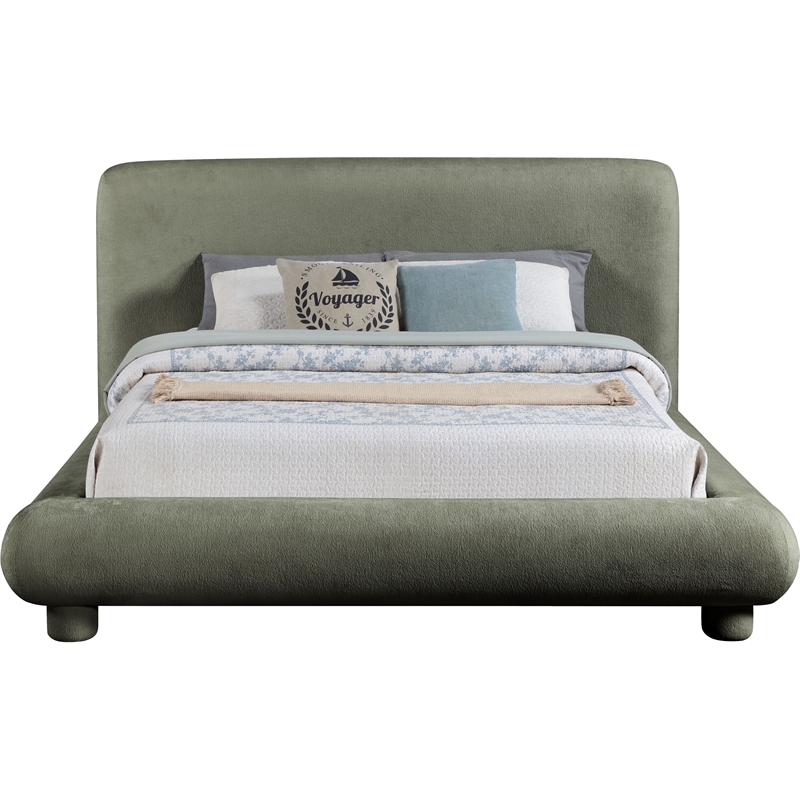 Bowery Hill Contemporary Green Chenille Fabric Upholstered Full Bed