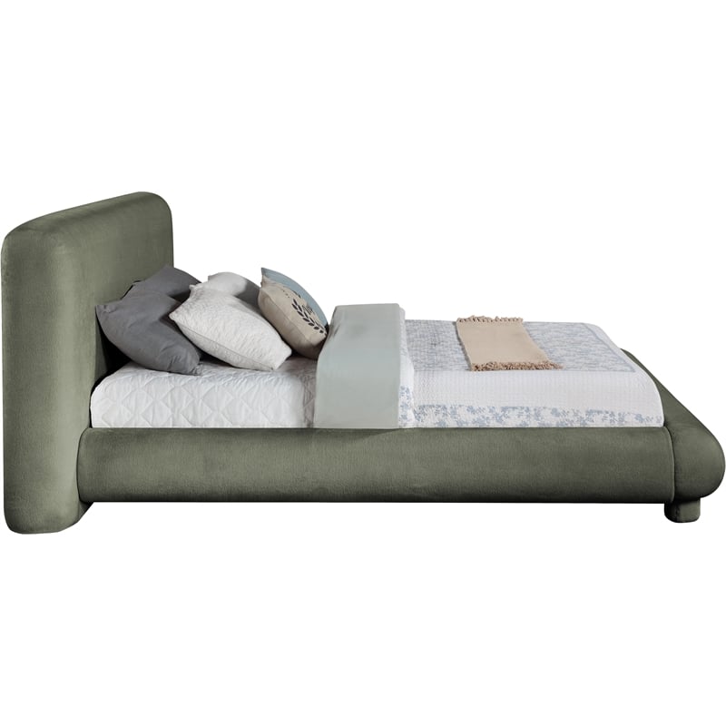 Bowery Hill Contemporary Green Chenille Fabric Upholstered King Bed