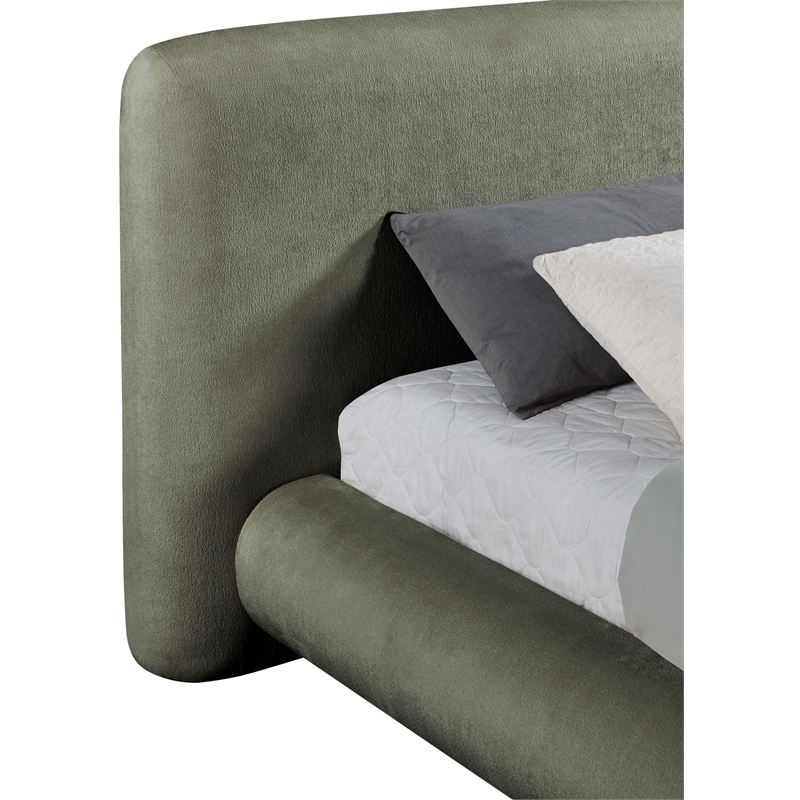 Bowery Hill Contemporary Green Chenille Fabric Upholstered King Bed