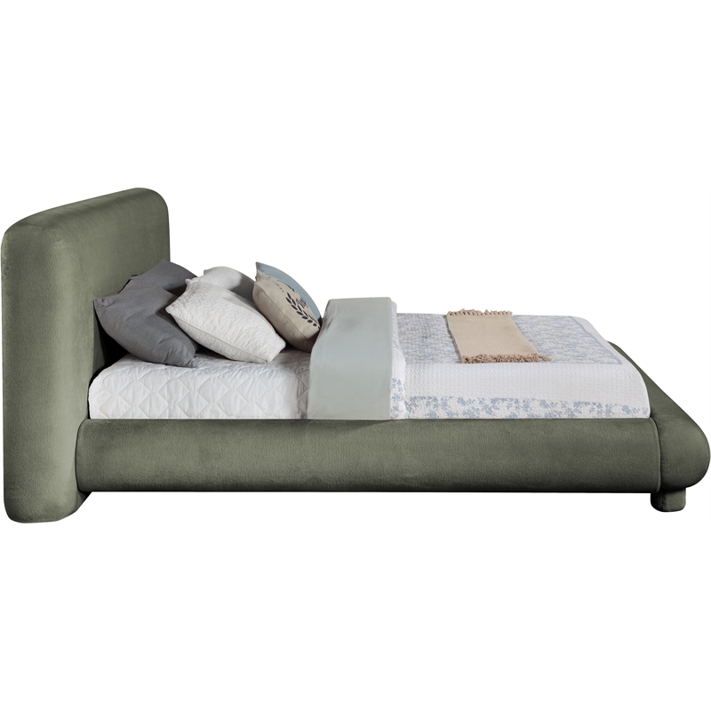 Bowery Hill Contemporary Green Chenille Fabric Upholstered Queen Bed