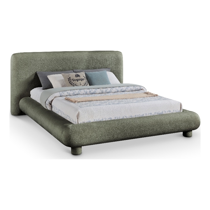 Bowery Hill Contemporary Green Chenille Fabric Upholstered Queen Bed