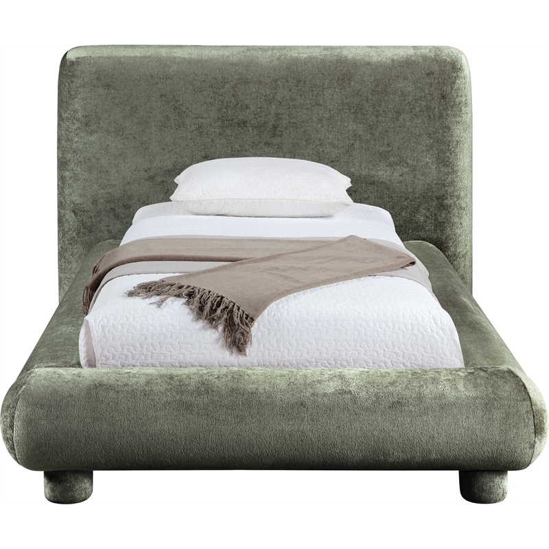 Bowery Hill Contemporary Green Chenille Fabric Upholstered Twin Bed