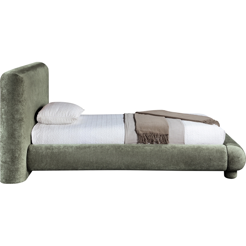 Bowery Hill Contemporary Green Chenille Fabric Upholstered Twin Bed