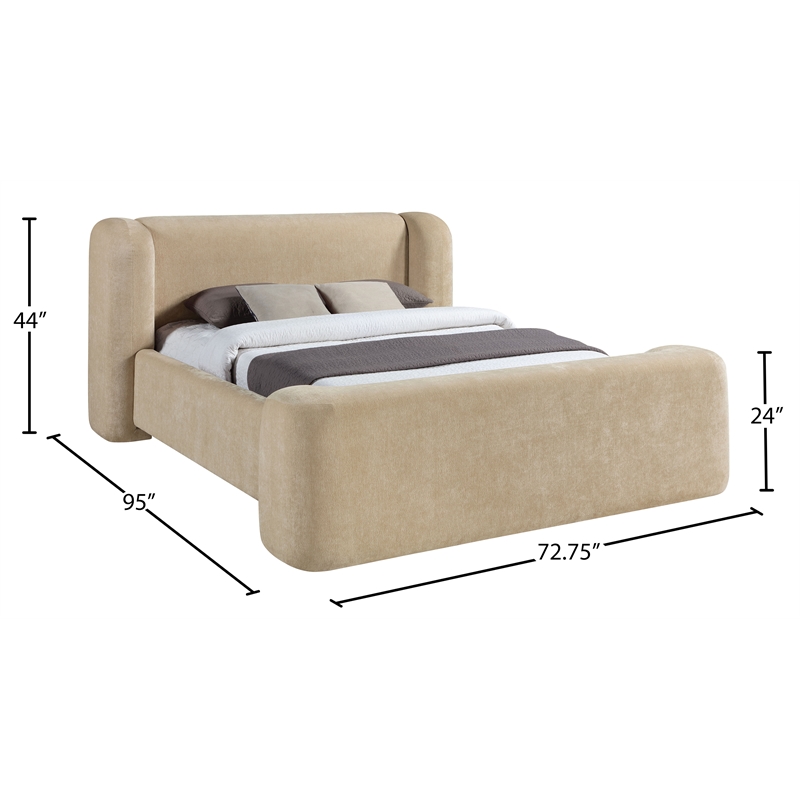 Bowery Hill Contemporary Beige Chenille Fabric Upholstered Full Bed