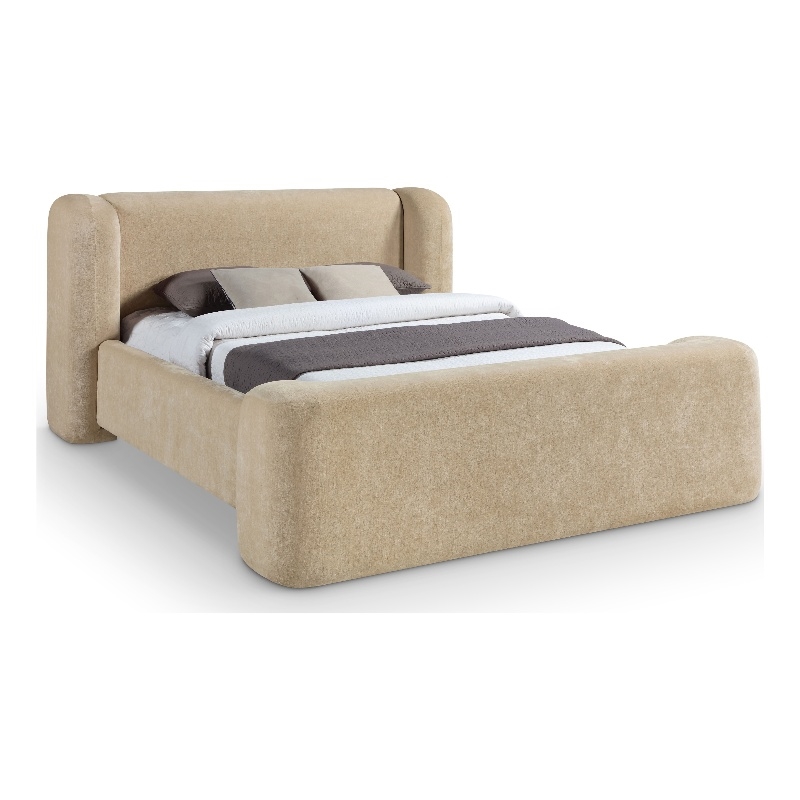 Bowery Hill Contemporary Beige Chenille Fabric Upholstered Full Bed